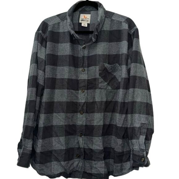 Field & Stream Mens Grey & Black Plaid Button-Up Shirt 2XL - Picture 1 of 7